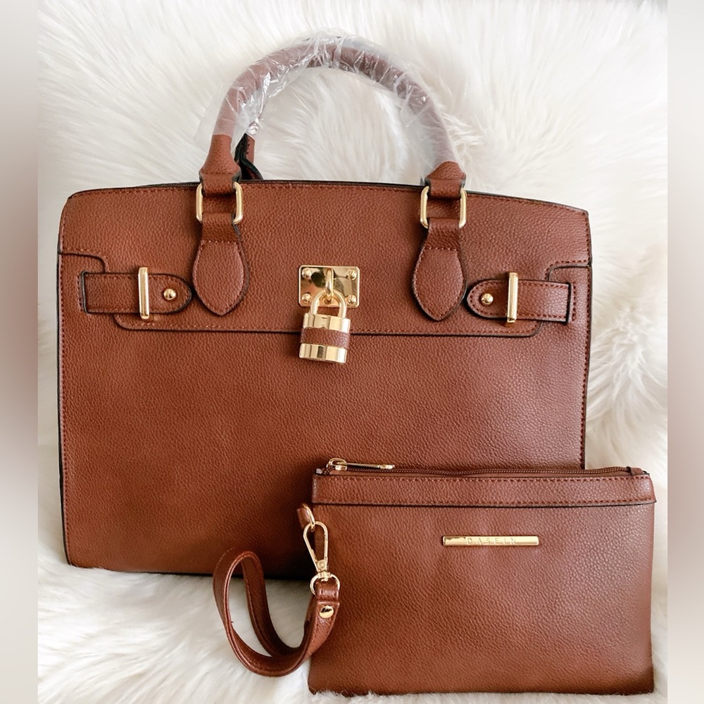 Classic Padlock Handbag with Matching Wallet